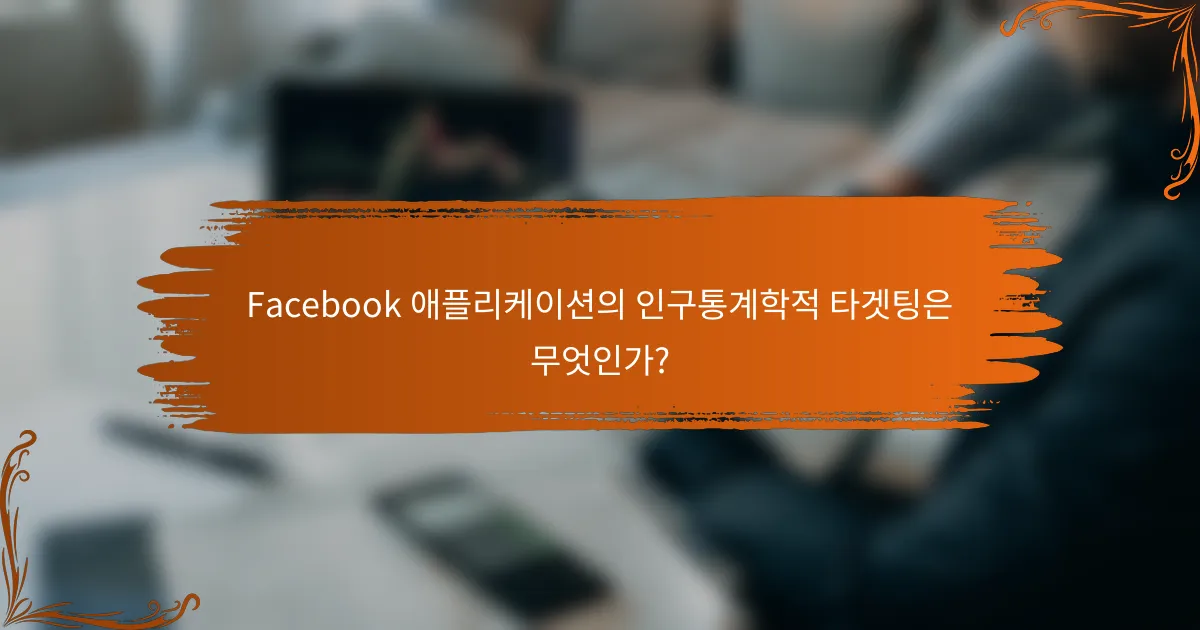 Facebook 애플리케이션의 인구통계학적 타겟팅은 무엇인가?