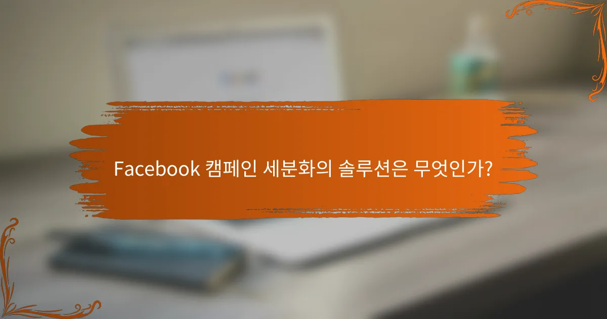 Facebook 캠페인 세분화의 솔루션은 무엇인가?