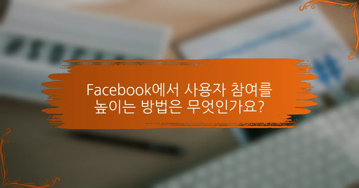 Facebook에서 사용자 참여를 높이는 방법은 무엇인가요?