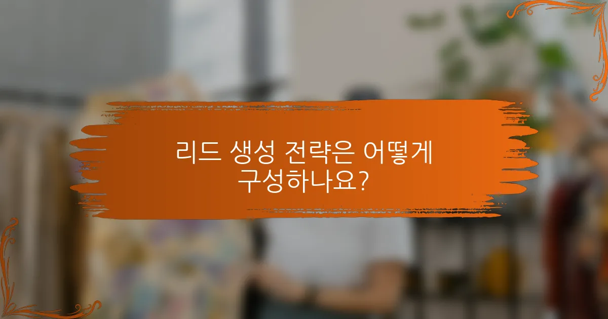 리드 생성 전략은 어떻게 구성하나요?